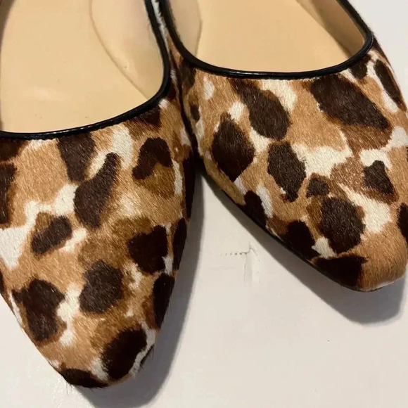 NIne West Women Size 6.5 Flats Leopard Leather Almond Toe Classic Preppy Nuetral - Picture 8 of 8